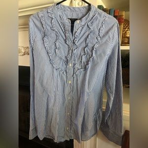 J Crew long sleeve ruffle chest blouse